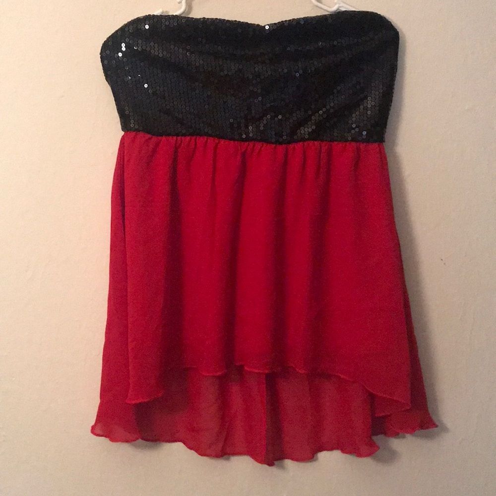Red and Black Sequin blouse